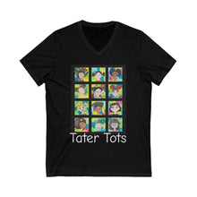 Load image into Gallery viewer, Colorful Character V-Neck Tee, Fun Graphic Tee, Unisex T-Shirt for Kids and Adults, Perfect for Birthdays, Casual Wear, Gifts