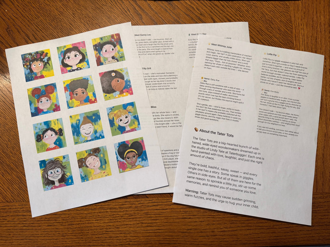 Meet the Tater Tots - Digital Mini Print Set with Bios