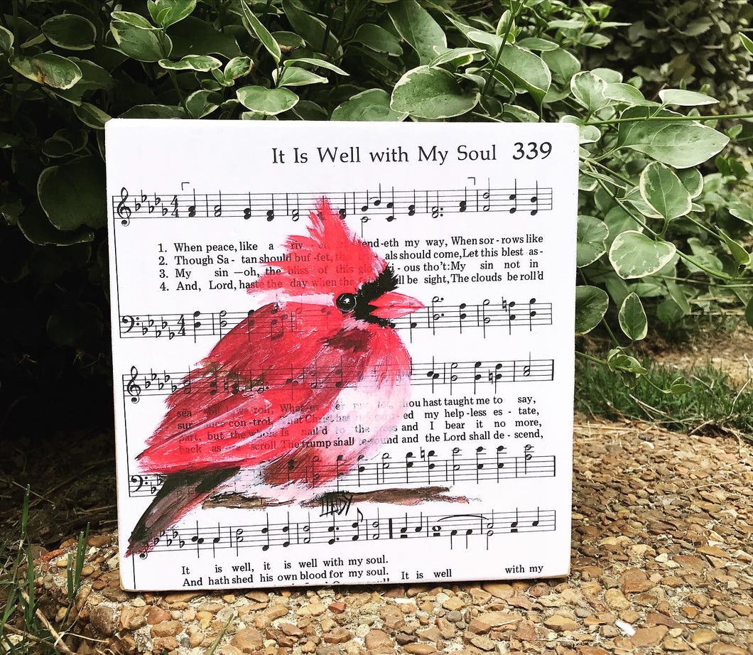 It Is Well Cardinal Wood Block Print