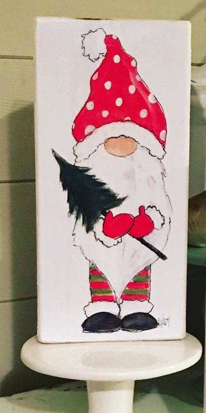 Christmas Gnome Wood Block Print